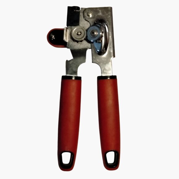 Farberware Heavy Duty Can Opener Vintage Swing Away Soft Grip Red Handles USA - Picture 2 of 7